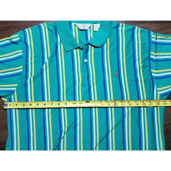 VTG The Mens Store Vertical Green Navy White Striped Polo Shirt sz XL - Picture 4 of 5